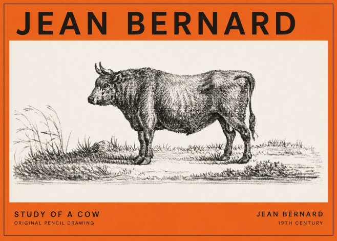Jean Bernard Study of a Cow XIII No2 - Plakat
