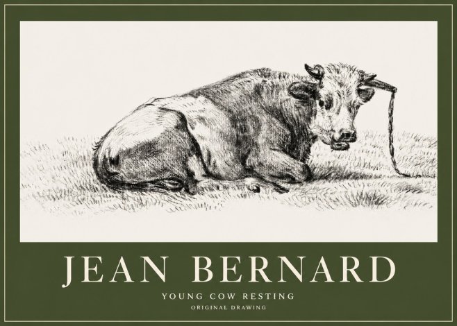 Jean Bernard Young Cow Resting No2 - Plakat