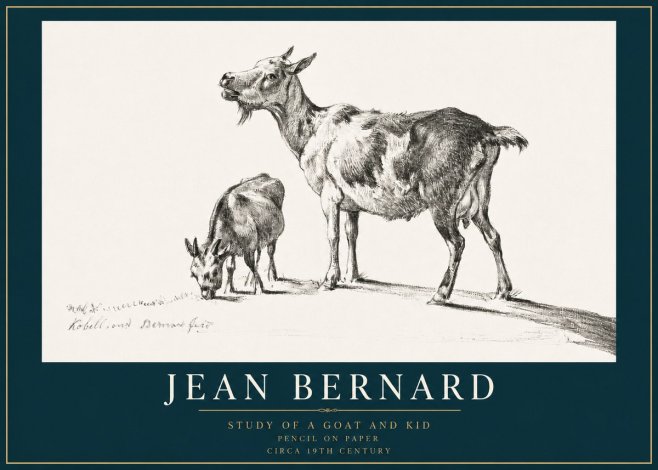 Jean Bernard Study of a Goat and Kid No3 - Plakat