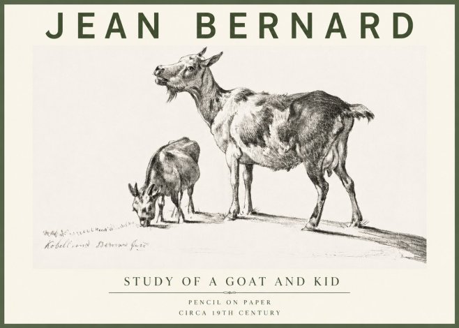 Jean Bernard Study of a Goat and Kid No4 - Plakat