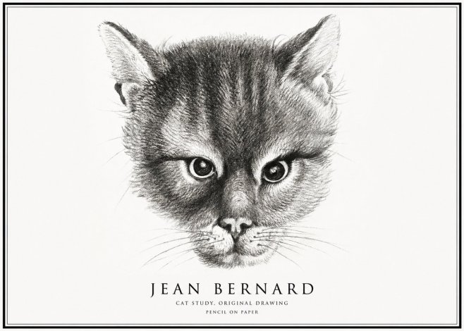 Jean Bernard Cat Study. Original Drawing No1 - Plakat