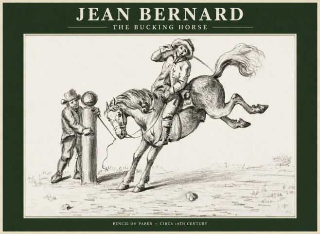 Jean Bernard A Study of the Bucking Horse No2 - Plakat