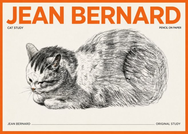 Jean Bernard Cat Study X No3 - Plakat