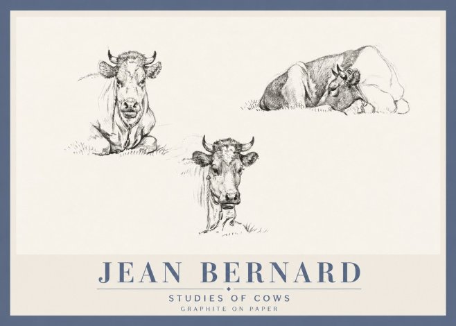 Jean Bernard Studies of Cows II No4 - Plakat