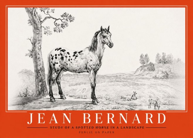 Jean Bernard Study of a Spotted Horse in a Landscape No2 - Plakat