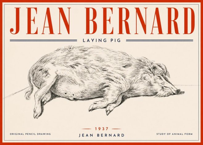 Jean Bernard Laying Pig No6 - Plakat
