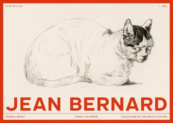 Jean Bernard Study of a Cat III No2 - Plakat