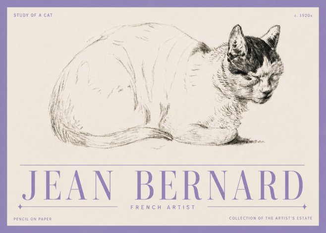 Jean Bernard Study of a Cat III No5 - Plakat