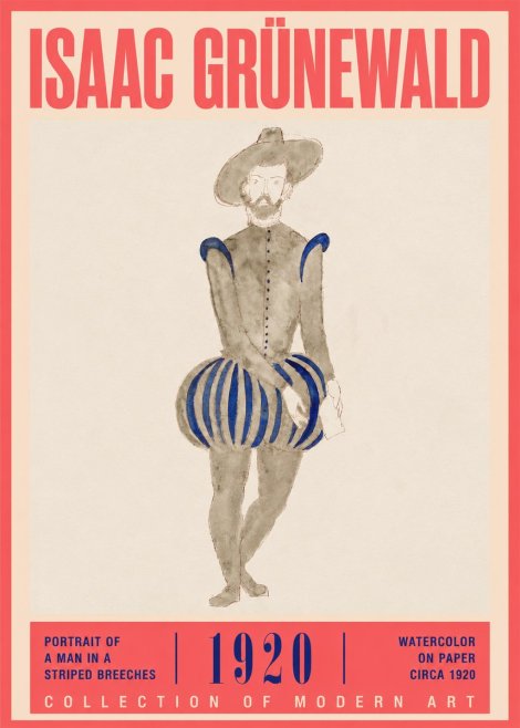 Isaac Grünewald Portrait of a Man in a Striped Breeches No2 - Plakat