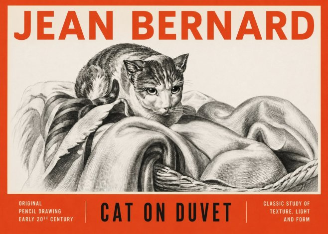 Jean Bernard Cat on a Blanket No4 - Plakat