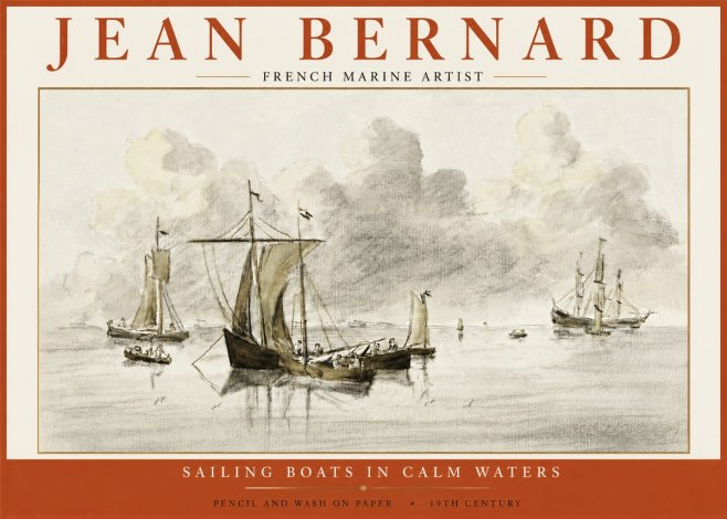 Jean Bernard Sailing Boats in Calm Waters No5 - Plakat