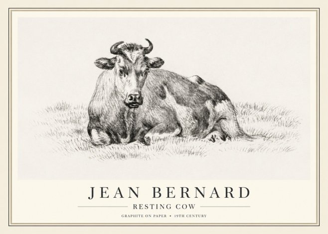 Jean Bernard Resting Cow V No1 - Plakat