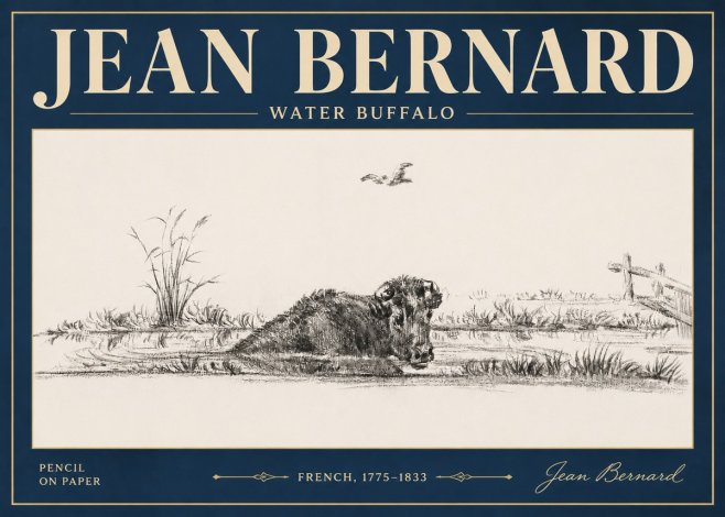 Jean Bernard Study of a Water Buffalo No5 - Plakat