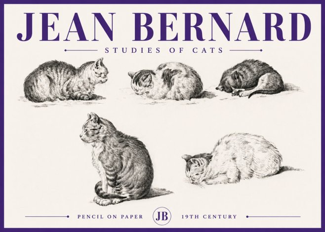 Jean Bernard Studies of Cats No5 - Plakat