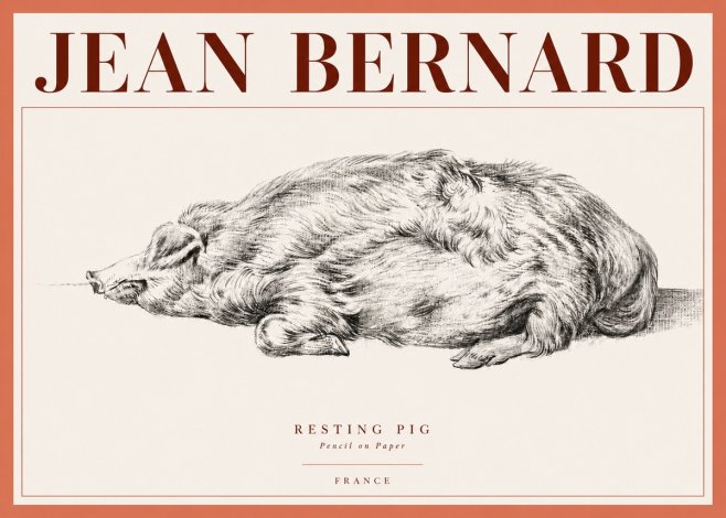 Jean Bernard Resting Pig II No4 - Plakat