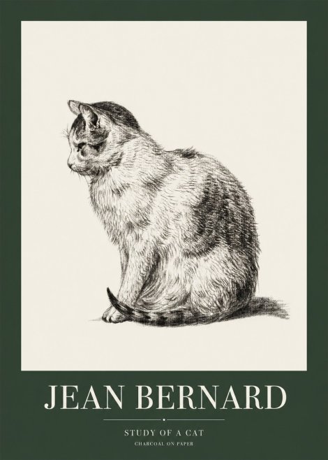 Jean Bernard Study of a Cat IV No1 - Plakat