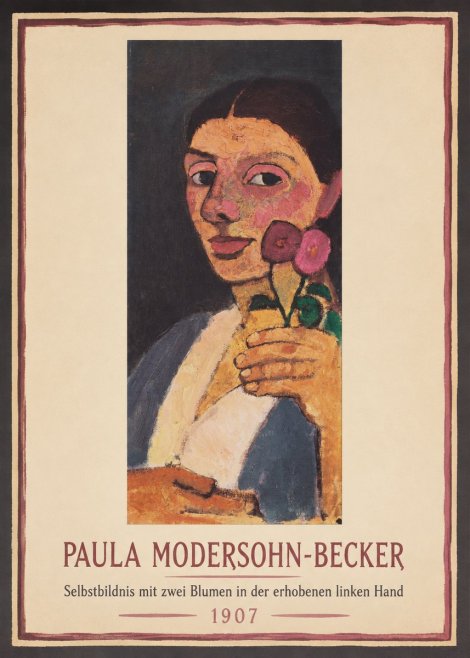 Paula Modersohn-Becker Selbstbildnis Mit Zwei Blumen in Der Erhobenen Linken Hand No1 - Plakat