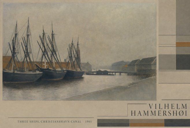 Vilhelm Hammershøi Three Ships, Christianshavn Canal No4 - Plakat