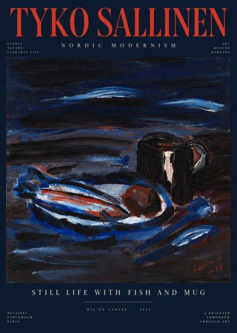Tyko Sallinen Still Life with Fish and Mug No4 - Plakat