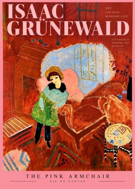 Isaac Grünewald Interior with Young Girl No4 - Plakat