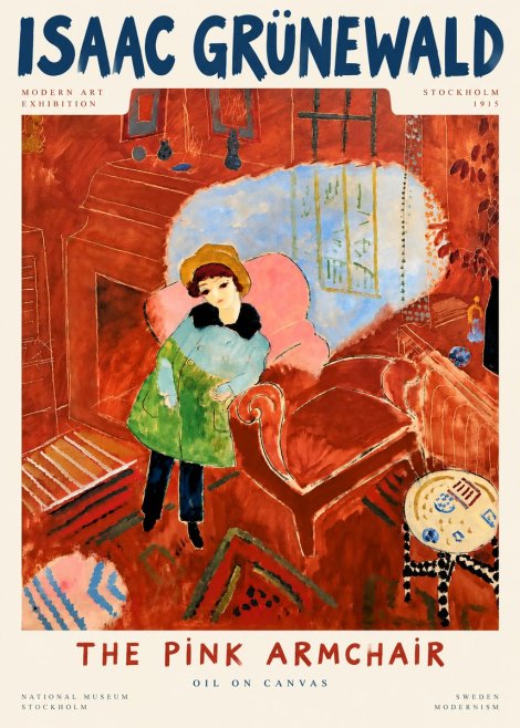 Isaac Grünewald Interior with Young Girl No5 - Plakat