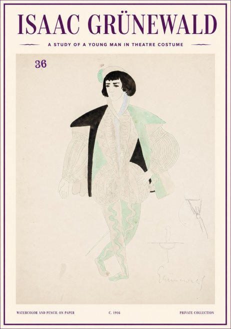 Isaac Grünewald A Study of a Young Man in Theatre Costume No1 - Plakat