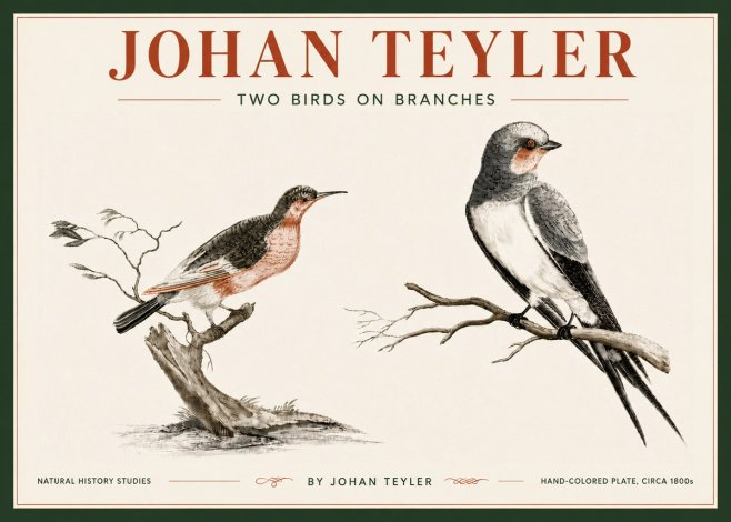 Johan Teyler Two Birds on Branches No6 - Plakat
