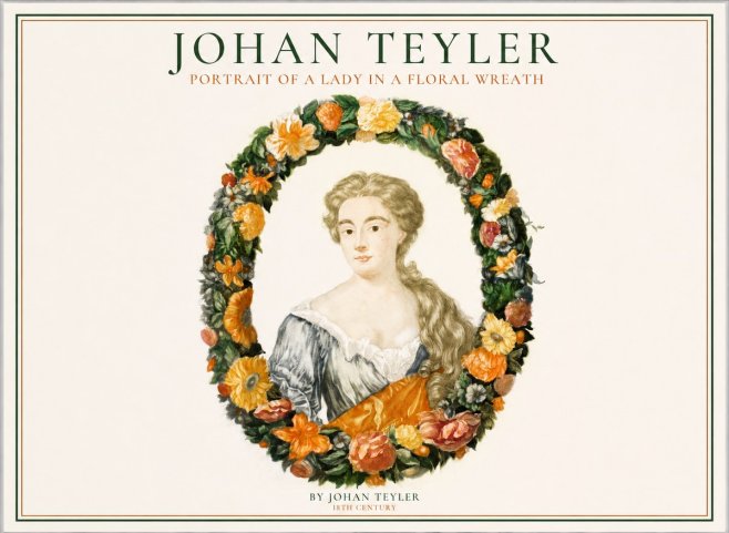 Johan Teyler Portrait of a Lady in a Floral Wreath No1 - Plakat