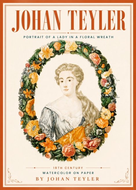 Johan Teyler Portrait of a Lady in a Floral Wreath No5 - Plakat