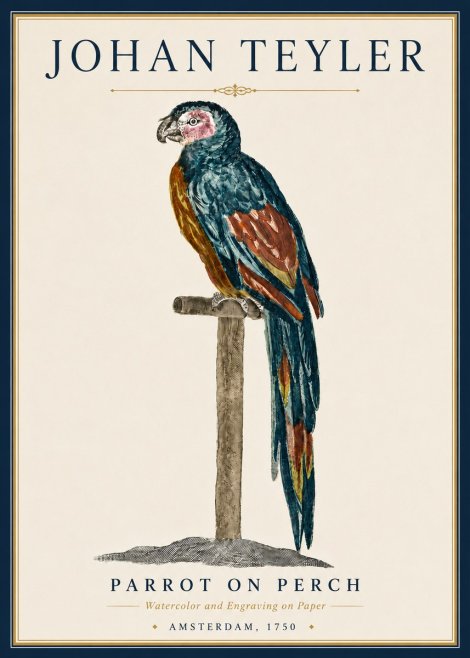 Johan Teyler Parrot on Perch No5 - Plakat