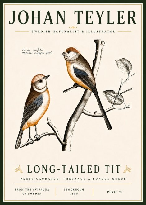 Johan Teyler Long-tailed Tit No6 - Plakat