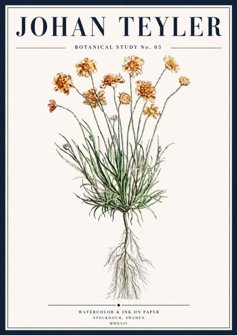 Johan Teyler Botanical Study No. 01 No5 - Plakat