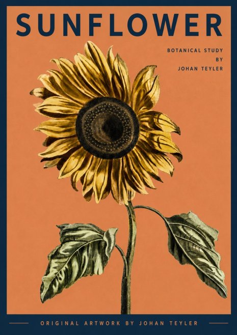 Johan Teyler Sunflower - Botanical Study No3 - Plakat