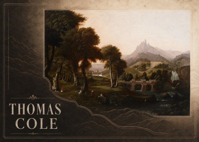 Thomas Cole The Old Mill, Sunset No4 - Plakat