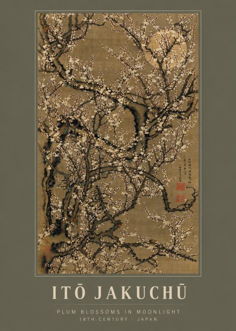Itō Jakuchū Plum Blossoms in Moonlight No2 - Plakat