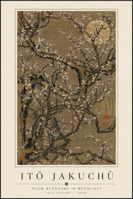 Itō Jakuchū Plum Blossoms in Moonlight No6 - Plakat