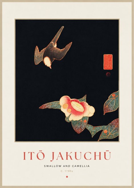 Itō Jakuchū Swallow and Camellia No1 - Plakat