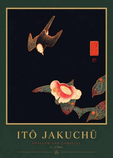 Itō Jakuchū Swallow and Camellia No4 - Plakat