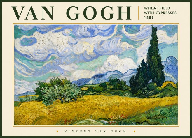 Van Gogh Wheat Field with Cypresses, 1889 No5 - Plakat