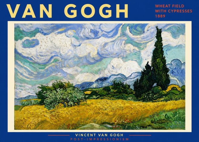 Van Gogh Wheat Field with Cypresses, 1889 No6 - Plakat