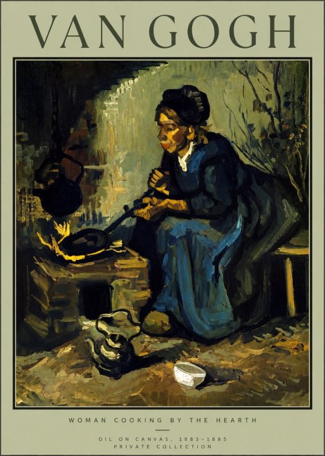 Van Gogh Woman Cooking by the Hearth No2 - Plakat