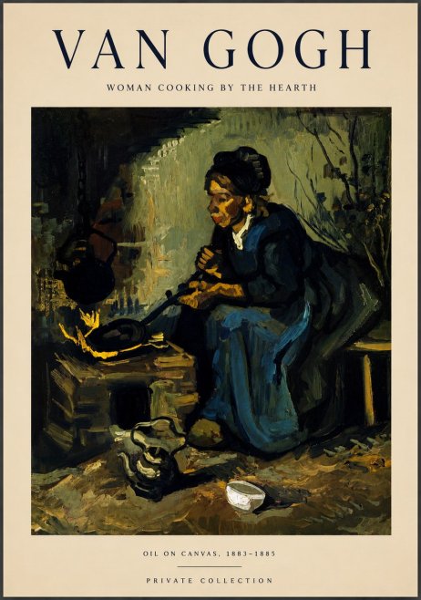 Van Gogh Woman Cooking by the Hearth No5 - Plakat