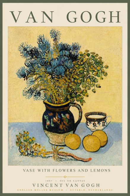 Van Gogh Vase with Flowers and Lemons No3 - Plakat