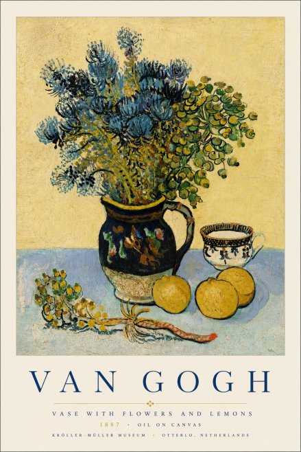 Van Gogh Vase with Flowers and Lemons No4 - Plakat