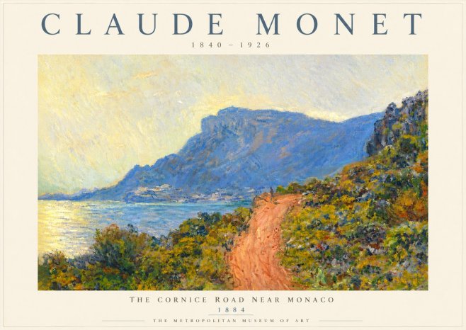 Monet The Cornice Road Near Monaco No5 - Plakat