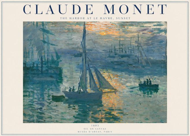 Monet The Harbor at Le Havre, Sunset No2 - Plakat