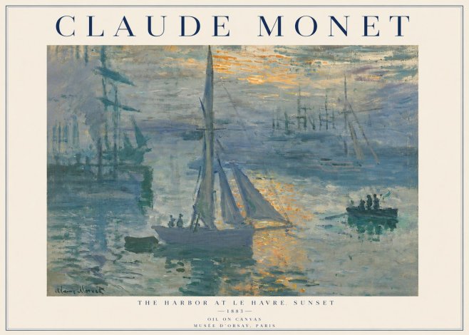 Monet The Harbor at Le Havre, Sunset No4 - Plakat