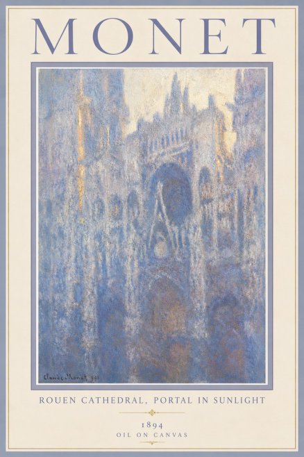 Monet Rouen Cathedral, Portal in Sunlight No5 - Plakat