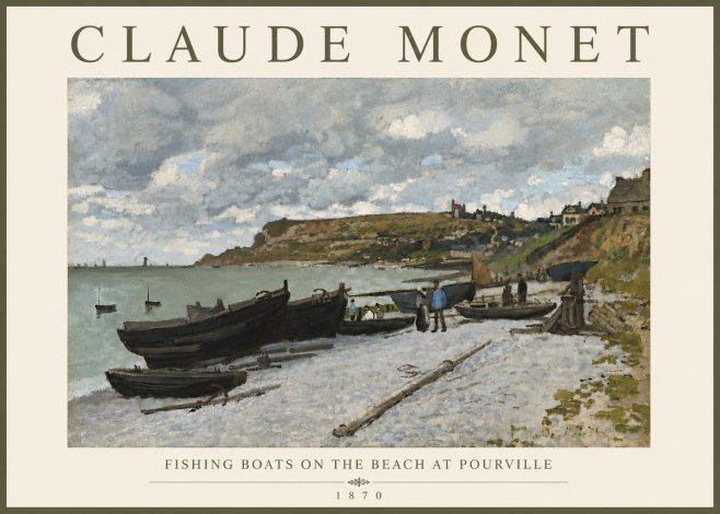 Monet Fishing Boats on the Beach at Pourville No4 - Plakat