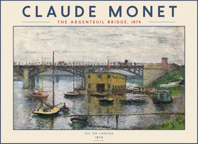 Monet The Argenteuil Bridge No4 - Plakat